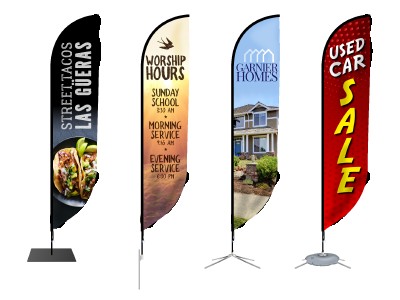 Pre-designed advertising banner flags